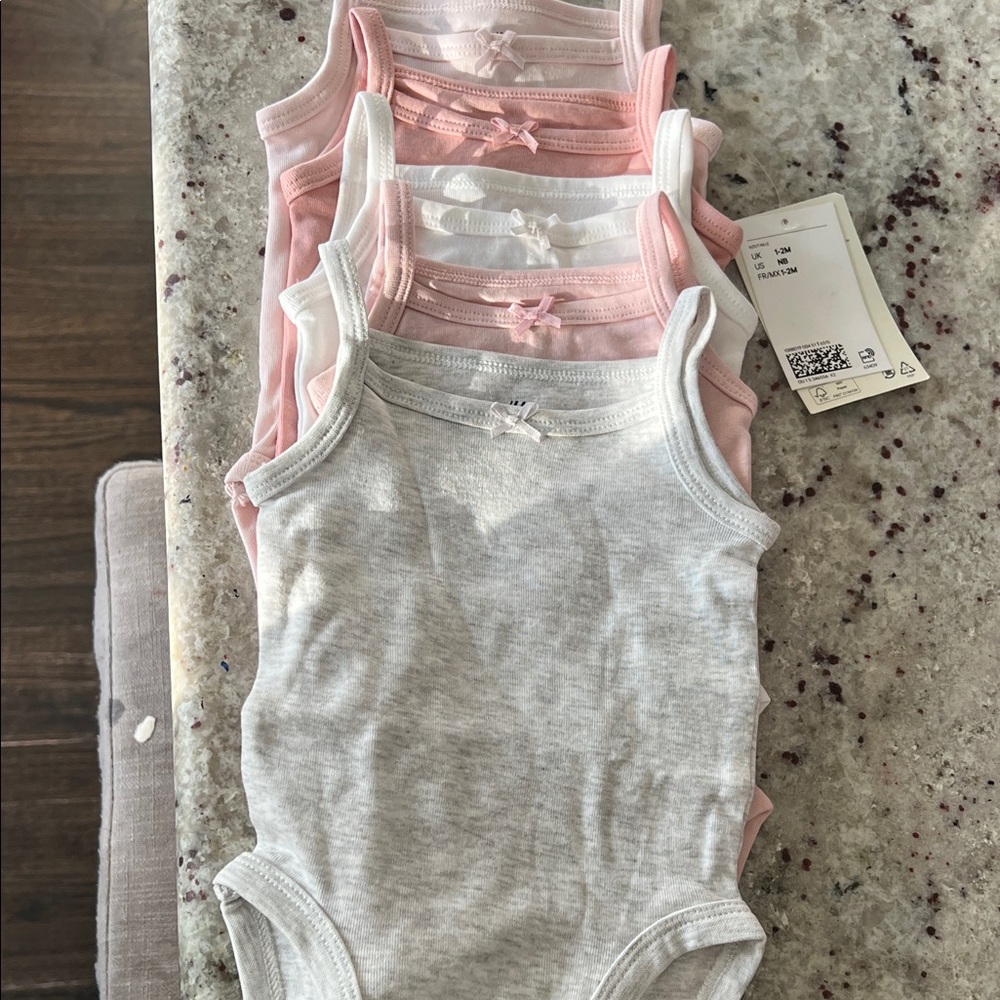 H&M Pink and Gray Bodysuit Set